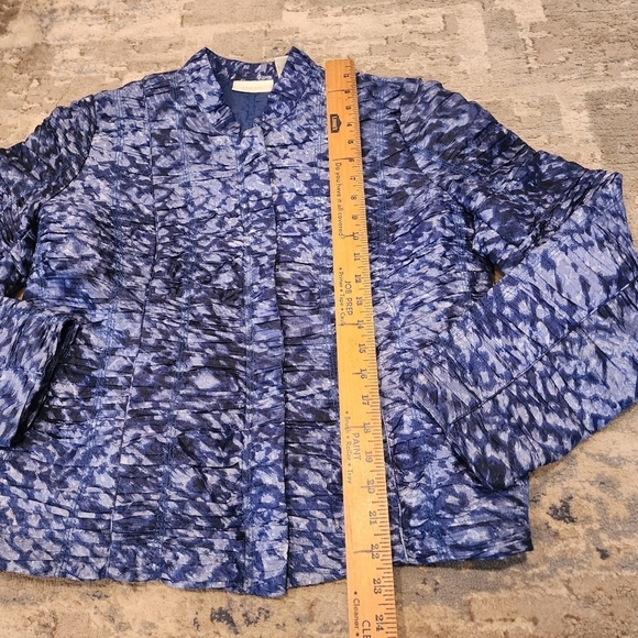 Chico's ruched blue zip blazer jacket - Picture 13 of 17